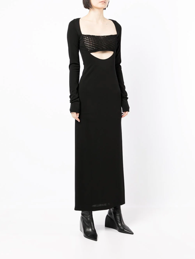 Alyx Bandeau-panel Macramé Knit Dress In Schwarz