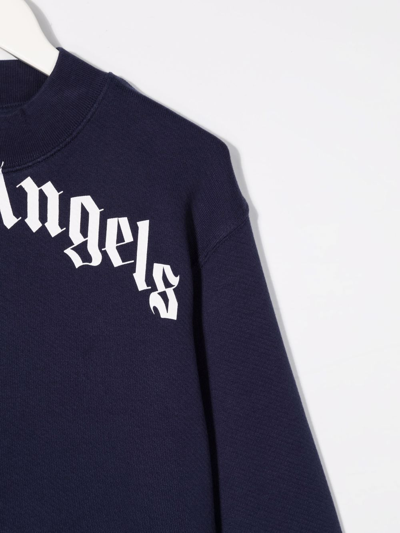 Shop Palm Angels Logo-print Cotton Sweatshirt In Blue