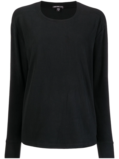 Shop James Perse Drop-shoulder Crew Sweatshirt In Black