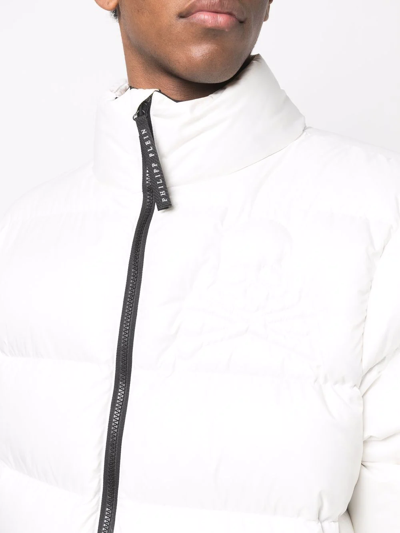 Shop Philipp Plein Zipped Padded Jacket In White