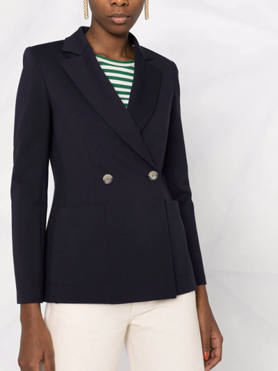 Harris Wharf London Double-breasted Virgin Wool Blazer In Blau