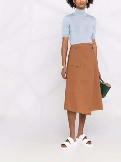 Woolrich Poplin A-line Midi Skirt In Braun