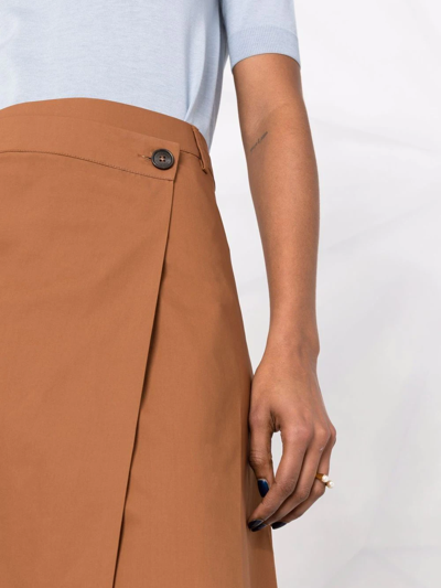 Woolrich Poplin A-line Midi Skirt In Braun