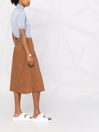 Woolrich Poplin A-line Midi Skirt In Braun