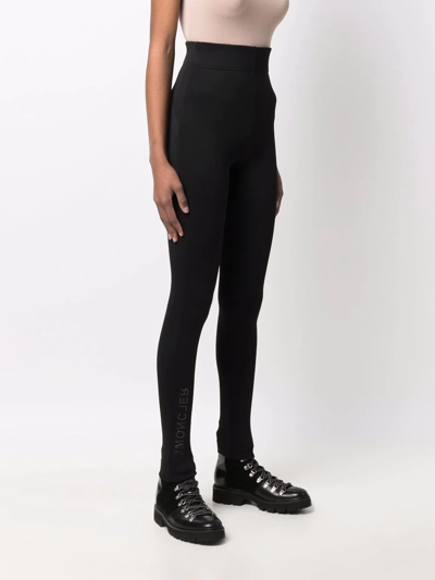 Shop Moncler Zip-pocket High-waisted Leggings In Black