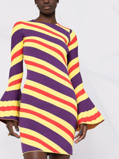 Shop Jw Anderson Stripe-pattern Long-sleeve Dress In Gelb