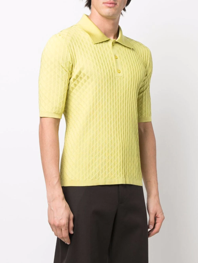 Shop Bottega Veneta Triangle-jacquard Polo Shirt In Gelb