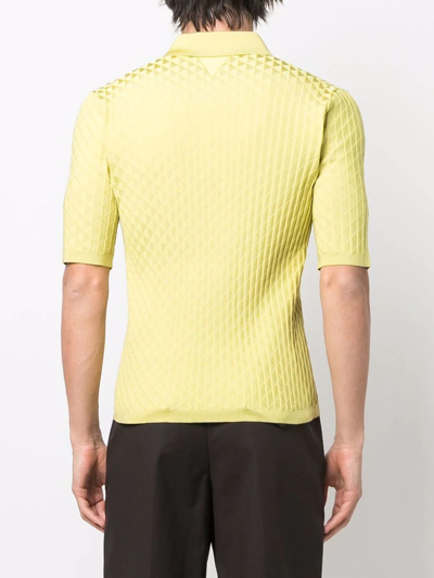 Shop Bottega Veneta Triangle-jacquard Polo Shirt In Gelb