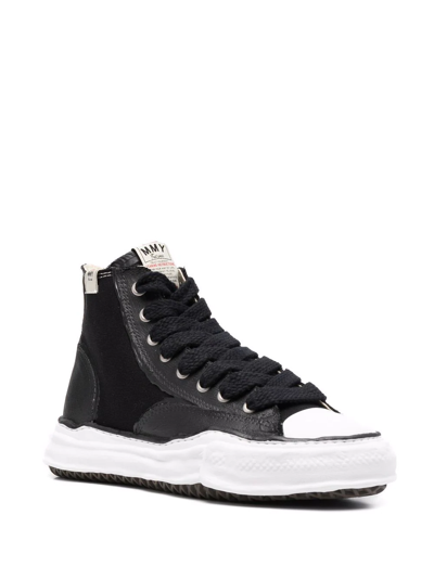 Shop Miharayasuhiro High-top Raw-cut Sneakers In Schwarz