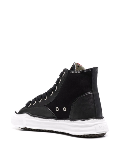 Shop Miharayasuhiro High-top Raw-cut Sneakers In Schwarz