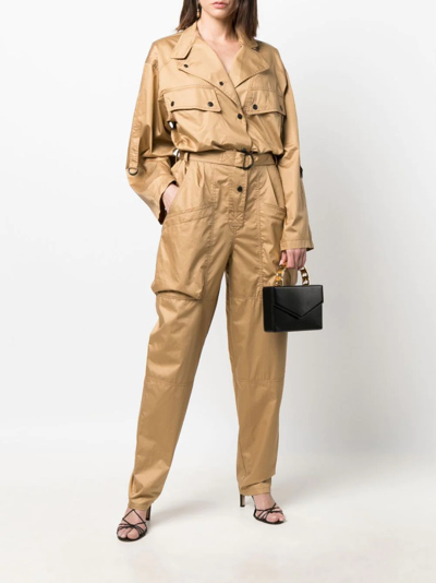 Shop Isabel Marant Notched-collar Long-sleeve Jumpsuit In Nude