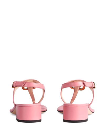 Shop Gucci Double G Leather Sandals In Rosa