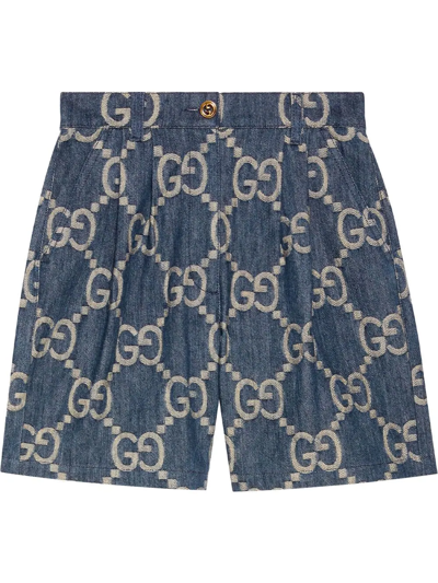 Gucci Navy Blue GG Jacquard Cotton Web Stripe Trim Shorts L Gucci