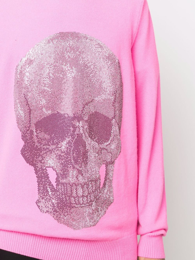 Shop Philipp Plein Iconic Skull Crewneck Sweater In Pink