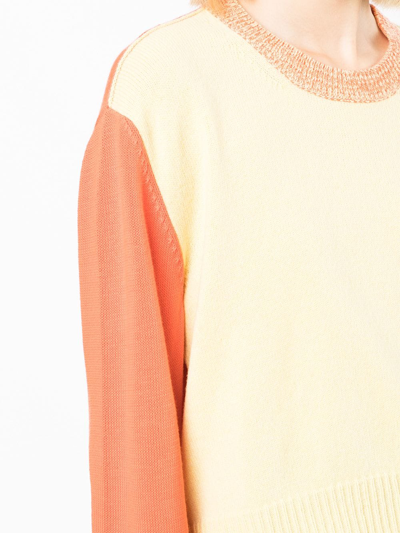Shop Mm6 Maison Margiela Colourblock Elbow-patch Sweatshirt In Yellow