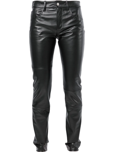 Shop Mm6 Maison Margiela Straight-leg Leather Trousers In Black