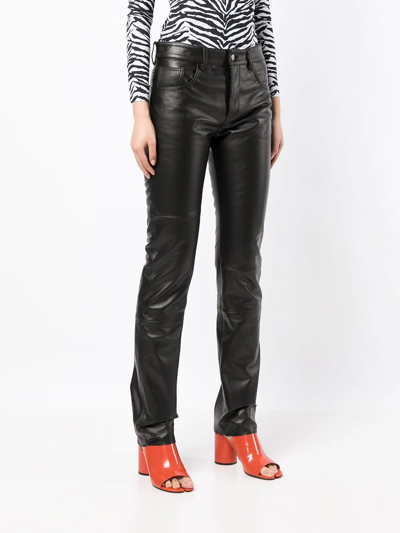 Shop Mm6 Maison Margiela Straight-leg Leather Trousers In Black
