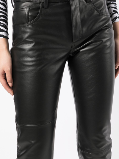 Shop Mm6 Maison Margiela Straight-leg Leather Trousers In Black
