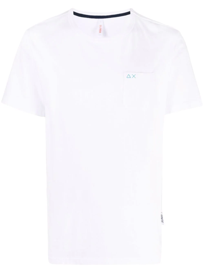 Sun 68 Sun68 T-shirt Round Solid Pocket In White