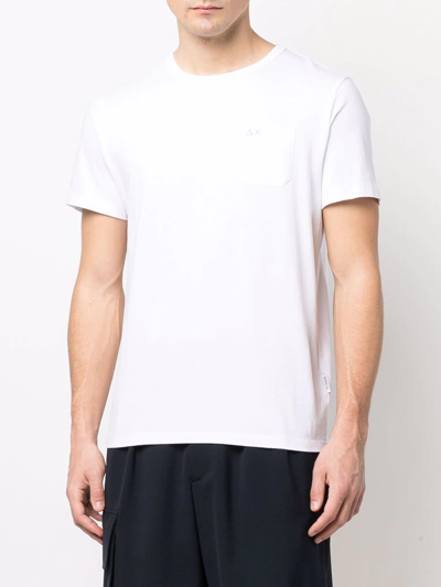 Sun 68 Sun68 T-shirt Round Solid Pocket In White
