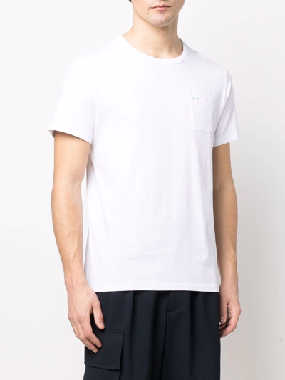 Sun 68 Sun68 T-shirt Round Solid Pocket In White
