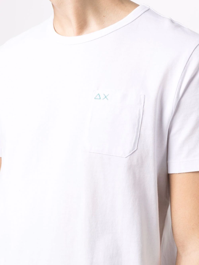 Sun 68 Sun68 T-shirt Round Solid Pocket In White