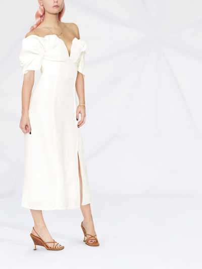 Shop Cult Gaia Muna Puff-sleeves Midi Dress In White