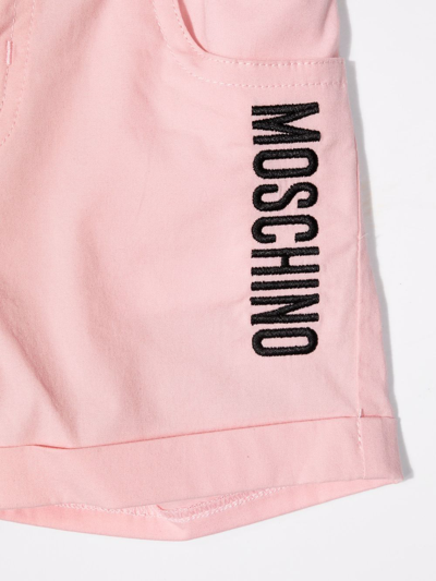 Shop Moschino Logo-print Track Shorts In Pink