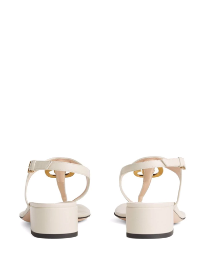Shop Gucci Double G Leather Sandals In White