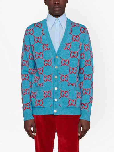 Zee Isoleren constante Gucci Soft Wool Cardigan Cardigan In Blu | ModeSens