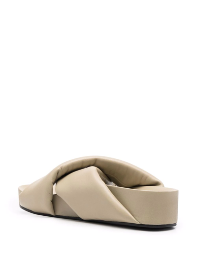 Shop Jil Sander Open-toe Leather Sandals In Neutrals