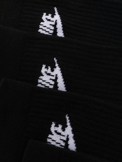 Nike Three-pack Logo-print Crew Socks In Black