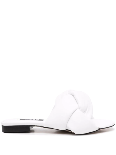 Shop Msgm Knot-detail Sandals In White