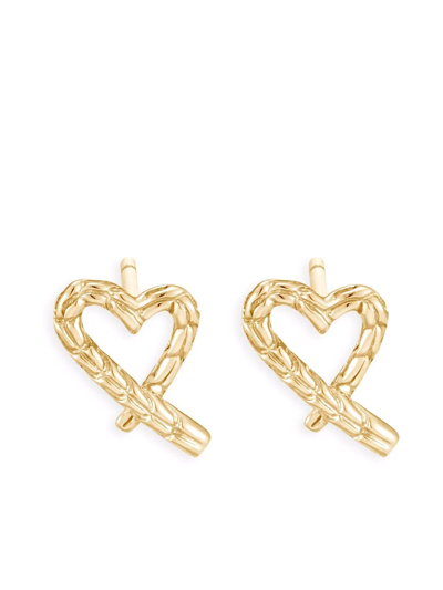 Shop John Hardy 14kt Yellow Gold Classic Chain Manah Heart Stud Earrings