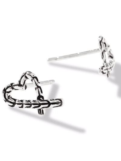 Shop John Hardy Classic Chain Manah Heart Stud Earrings In Silver