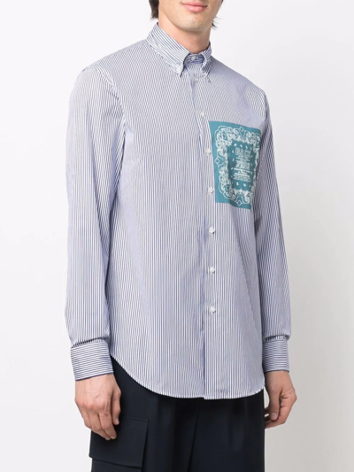 Shop Etro Back To The Future Striped Shirt In Blue