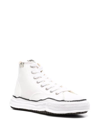 Shop Miharayasuhiro High-top Raw-cut Sneakers In White