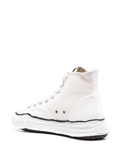 Shop Miharayasuhiro High-top Raw-cut Sneakers In White