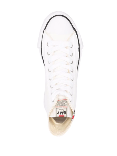 Shop Miharayasuhiro High-top Raw-cut Sneakers In White