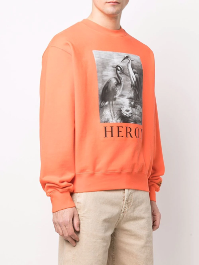 Shop Heron Preston Heron-print Sweatshirt In Orange
