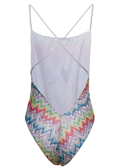 Shop Missoni Multicolor One-piece Swimsuit With Zig Zag Motif