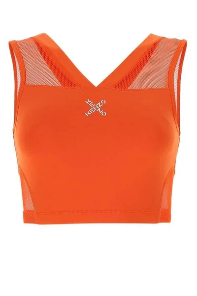 Shop Kenzo Ladies Logo-print Orange Sports Bra