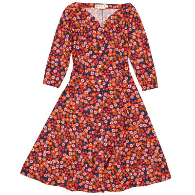 Shop Marni Ladies Floral-print Midi Shirt Dress In Multicolor
