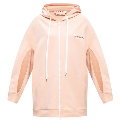 Shop Marni Ladies Long Sleeve Oversized Hoodie In Pink