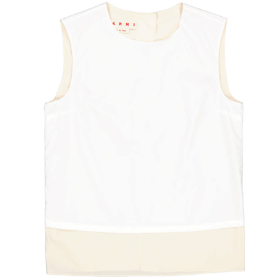 Shop Marni Ladies Layered Sleeveless Cotton Top In Cream