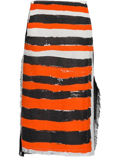Shop Marni Ladies Stripe-print Midi Skirt In Multi