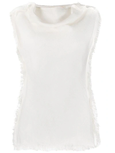 Marni Ladies Fringed Sleeveless Blouse In White