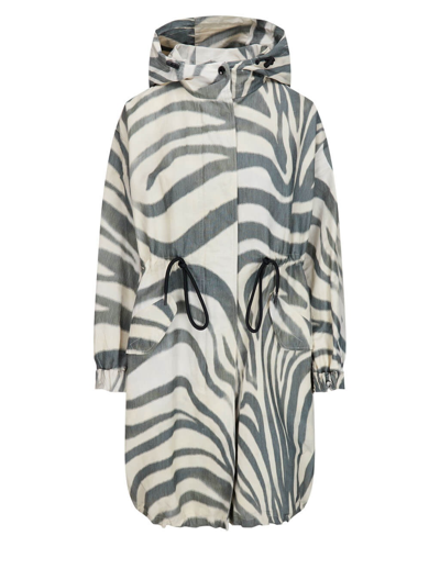Shop Moncler Zebra-print Achird Long Parka Coat In Khaki