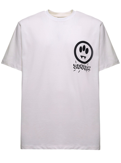 Shop Barrow White Cotton T-shirt With Logo Print