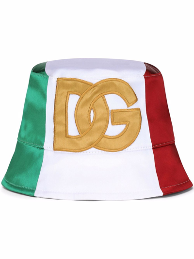 Shop Dolce & Gabbana Italia Logo-path Bucket Hat In Grün